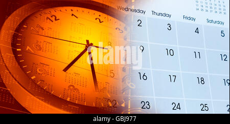 Orologio e composito di calendari Foto Stock