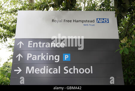 Vista generale del Royal Free Hospital, a Hampstead, a nord-ovest di Londra. Foto Stock