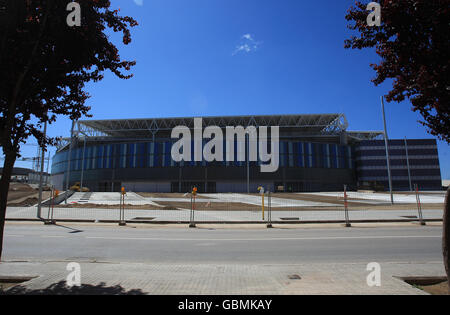 Vista generale del nuovo stadio RCD Espanyol, El Estadio Cornella-El Prat, durante i lavori Foto Stock