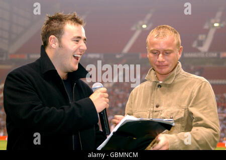 Steven Arnold aka Ashley Peacock (r) e Alan Halsall aka Tyrone Dobbs (l) da ITV's Coronation Street Foto Stock