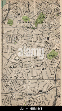 LONDON S. Kennington Oval Vauxhall Brixton Stockwell Loughborough Jctn, 1927 Mappa Foto Stock