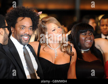 Gabourey Sidibe (a destra), Mariah Carey e Lee Daniels (a sinistra) in arrivo per la prima "preziosa", al Palais de Festival durante il 62° Festival di Cannes, in Francia. Foto Stock