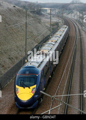 Britannico "bullet train' primo viaggio Foto Stock