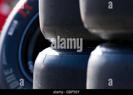 Formula uno - Gran Premio d'Australia - Paddock Day - Albert Park - Melbourne. Una panoramica dei nuovi pneumatici slick reintrodotti nella stagione di Formula uno 2009 durante il Paddock Day all'Albert Park di Melbourne, Australia. Foto Stock