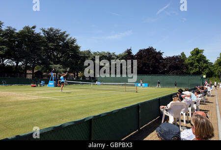 Vista generale dell'azione al Nottingham Tennis Center Foto Stock