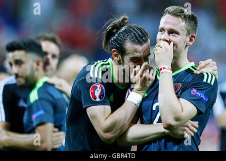 Lione, Francia. © D. 6 Luglio, 2016. Gareth Bale (WAL) Calcio/Calcetto : UEFA EURO 2016 Semifinali match tra Portogallo 2-0 in Galles a Stade de Lyon Lione in Francia. © D .Nakashima/AFLO/Alamy Live News Foto Stock