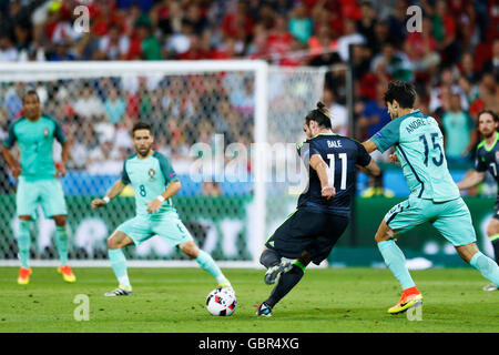 Lione, Francia. © D. 6 Luglio, 2016. Gareth Bale (WAL) Calcio/Calcetto : UEFA EURO 2016 Semifinali match tra Portogallo 2-0 in Galles a Stade de Lyon Lione in Francia. © D .Nakashima/AFLO/Alamy Live News Foto Stock