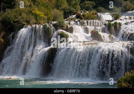 Parco nazionale di Krka Waterfalls, Sibenik-Knin, Dalmazia, Croazia Foto Stock