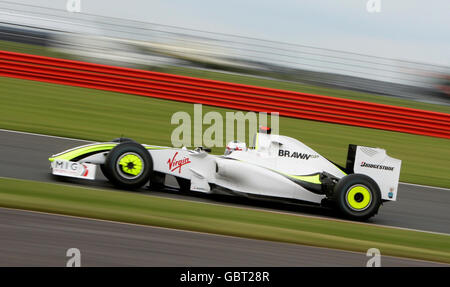 Jenson Button della Brawn GP durante il Gran Premio di Gran Bretagna a Silverstone, Northamptonshire. Foto Stock