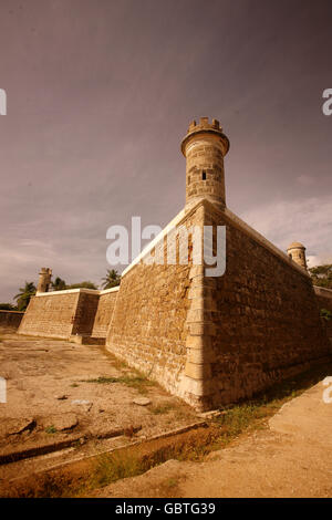 Il Castillo de San Carlos Borromeo nella città di Pampatar sulla Isla Margarita nel mar dei Caraibi del Venezuela. Foto Stock