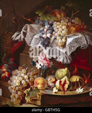 Belle arti, Pfeiler, Massimiliano (XVII secolo), pittura, " Fiori e frutti", Pommersfelden, Foto Stock