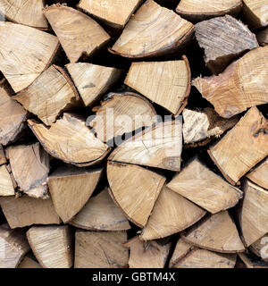 Legna da ardere ordinatamente impilati nel woodpile Foto Stock