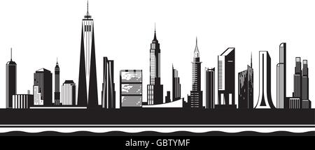 New York City silhouette di giorno - illustrazione vettoriale Illustrazione Vettoriale