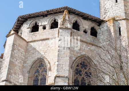 Vista esterna della chiesa collegiata di La Romieu. Gers. La Francia. Foto Stock