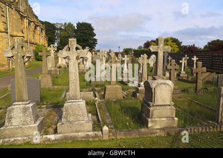 Le lapidi nel priorato motivi Bridlington Old Town Foto Stock