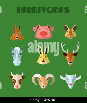 Gli animali della fattoria icone. Formato vettoriale. Illustrazione Vettoriale