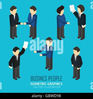 La gente di affari in una vista isometrica. Illustrazione Vettoriale