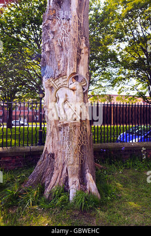 L Agnello di Dio tree carving al Priory Chiesa Bridlington Old Town Foto Stock