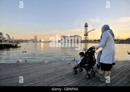 Port Vell. Ciutat Vella. Barcellona. La Catalogna, Spagna Foto Stock