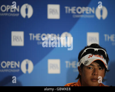 Il giapponese Ryo Ishikawa durante una conferenza stampa durante un turno di pratica al Turnberry Golf Club, Ayrshire. Foto Stock