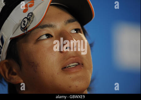 Il giapponese Ryo Ishikawa durante una conferenza stampa durante un turno di pratica al Turnberry Golf Club, Ayrshire. Foto Stock