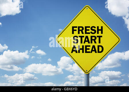 Fresh Start avanti cartello stradale Foto Stock