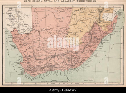 Cape Colony, Natal e territori adiacenti. Sud Africa, 1885 Mappa antichi Foto Stock