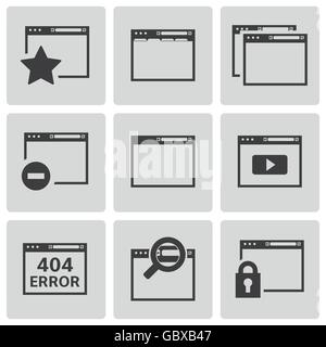 Vector nero icone del browser Illustrazione Vettoriale