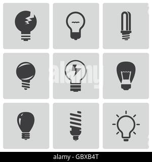 Vettore lampadine nero set di icone Illustrazione Vettoriale