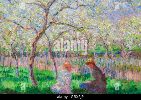 Inghilterra, Cambridgeshire, Cambridge Fitzwilliam Museum, Pittura intitolato 'primavera' di Claude Monet datata 1886 Foto Stock