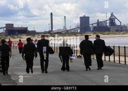 Lavoratori siderurgici marzo Foto Stock