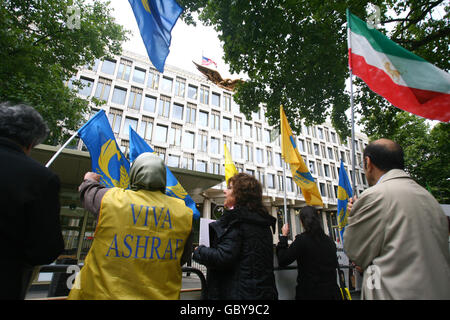 Camp Ashraf protesta a Londra Foto Stock