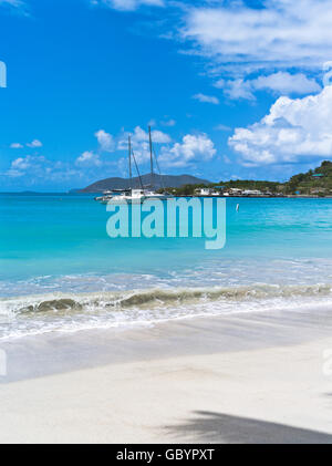 Dh Giardino di canna Bay TORTOLA CARAIBI Yachts ad ancorare il mare blu e la spiaggia di sabbia isola BVI Isole vergini Foto Stock