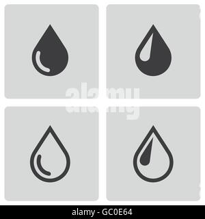 Vector drop nero set di icone Illustrazione Vettoriale