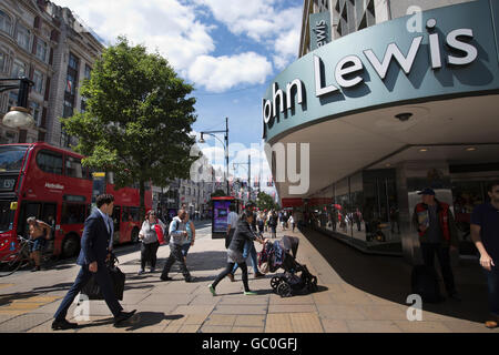 John Lewis department store esterno, ingresso principale su Oxford Street, London, England, Regno Unito Foto Stock