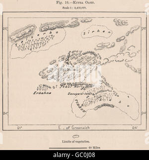 Oasi di Kufra. La Libia. L oasi di Kufra, 1885 Mappa antichi Foto Stock