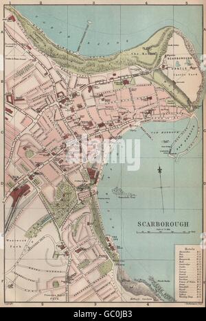 SCARBOROUGH town/city plan. Yorkshire. Bartolomeo, 1893 Mappa antichi Foto Stock