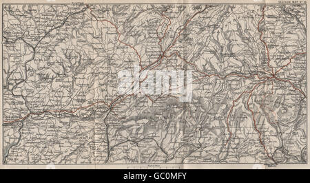 BRECON BEACONS. Llandovery Brecon Fforest Fawr Carmarthen Mtns nero, 1886 Mappa Foto Stock