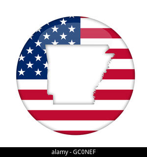 Arkansas State of America distintivo isolato su uno sfondo bianco. Foto Stock