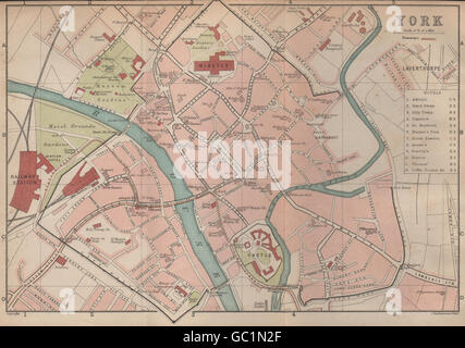 YORK town/city plan. Yorkshire. Bartolomeo, 1893 Mappa antichi Foto Stock