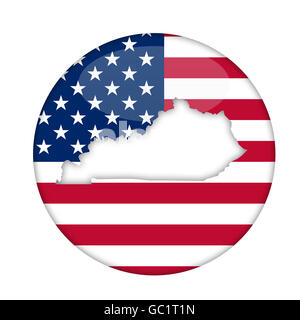 Stato del Kentucky d'America distintivo isolato su uno sfondo bianco. Foto Stock