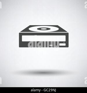 Icona CD-ROM su sfondo grigio, round ombra. Illustrazione Vettoriale. Illustrazione Vettoriale