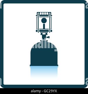 Camping gas Bruciatore icona della lampada. Ombra di design di riflessione. Illustrazione Vettoriale. Illustrazione Vettoriale