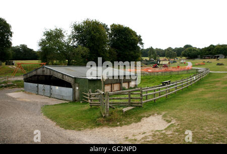 Una veduta generale della Fattoria di Godstone a Godstone, Surrey, che rimane chiusa dopo un focolaio di e Coli. Foto Stock