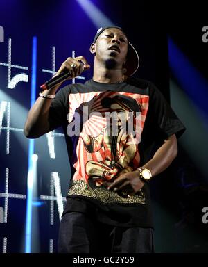 Dizzee Rascal si esibisce in occasione del 250° anniversario del concerto di Guinness, presso la Storehouse, St James Gate Brewery, Dublino Foto Stock