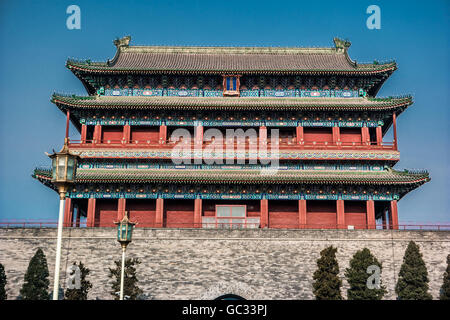 Pechino, Cina a Zhengyangmen Gatehouse in piazza Tiananmen Foto Stock