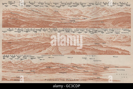 PANORAMA da/vom PFÄNDER , (1064m). Vorarlberg. Österreich. Pfander, 1927 Mappa Foto Stock