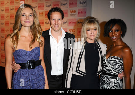 Zoe Hobbs, Brendan Cole, Jo Wood e Beverley Knight arrivano al Comfort prima High Street Fashion Awards al Battersea Evolution di Londra. Foto Stock