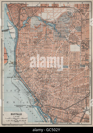 BUFFALO antica città pianta della città. Lo stato di New York. BAEDEKER, 1909 Mappa antichi Foto Stock