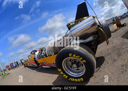 Top fuel dragster classe auto jet a York dragway race track Yorkshire Regno Unito Foto Stock